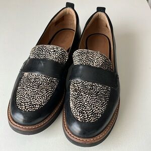 Clarks Artisan Glick Avalee Womens 7 Leopard Pony Hair Black Leather Loafers